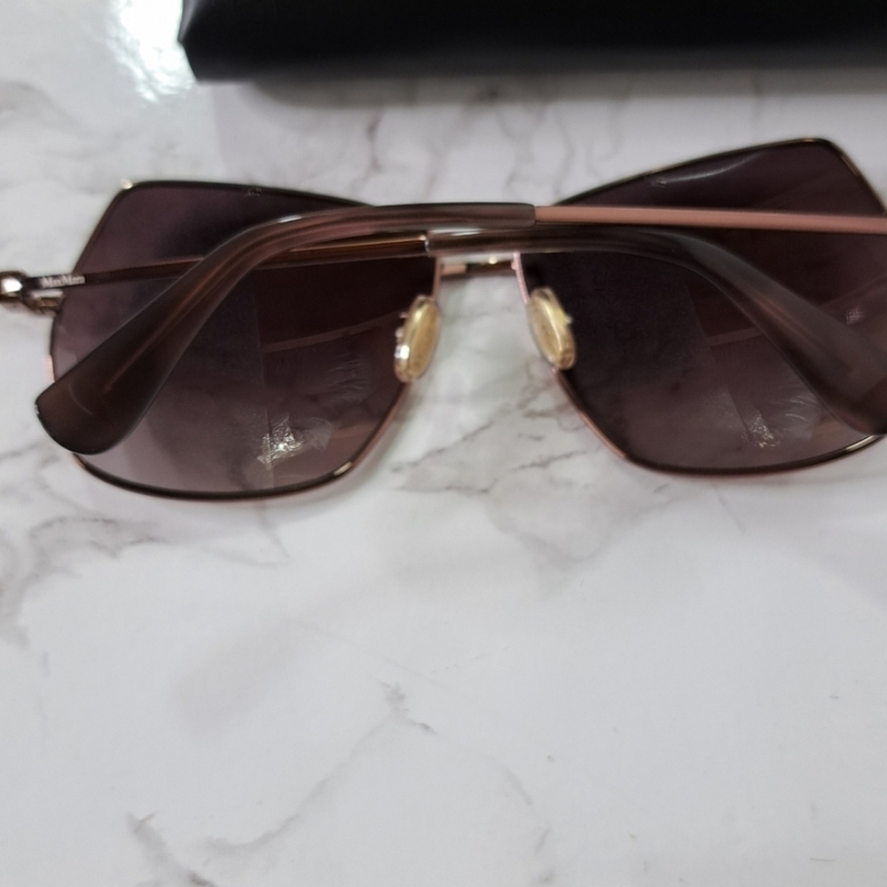 MaxMara Jewel Shiny Bronze Square Metal Sunglasses MM0035-H 38T - Picture 12 of 15